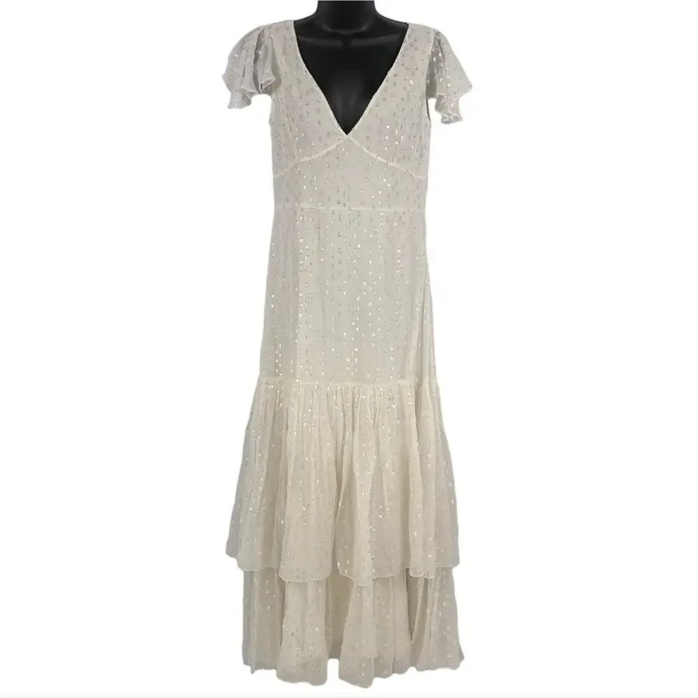 BHLDN Tiered Maxi Dress Minimalist Wedding Gown - Picture 5 of 14